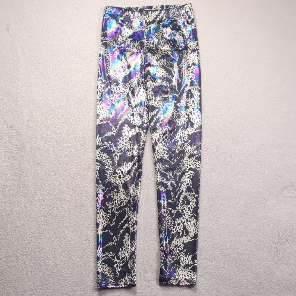 Appaman Kids Iridescent Holographic Cheetah Print Leggings - Size 8 - Metallic